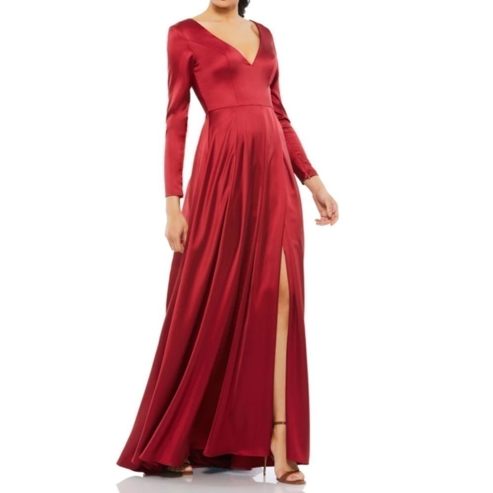 MAC DUGGAL Satin Bridesmaid Bridal Prom Formal Cocktail Long Gown • size 14 NWT
